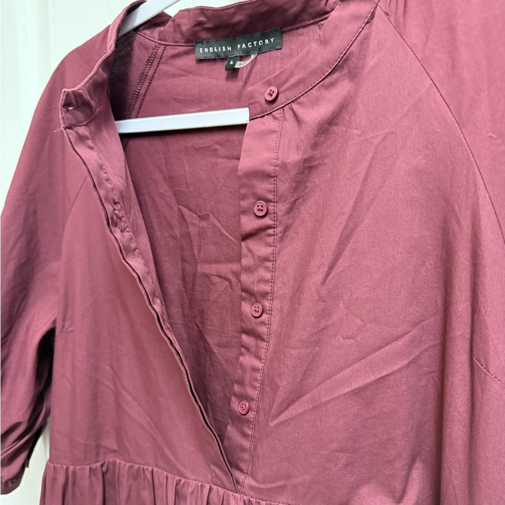 English Factory Tiered Burgundy Midi Dress - Picture 9 of 12